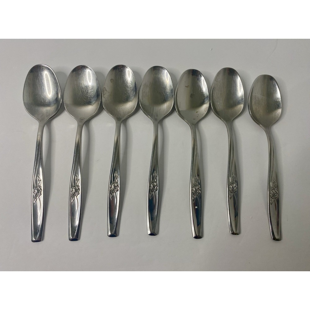 International Random Rose Stainless Flatware Set 7 Teaspoons Replacements